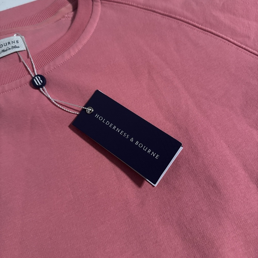NEW Holderness & Bourne Men's XL Pink Crewneck The Smith Pink Golf Sweatshirt
